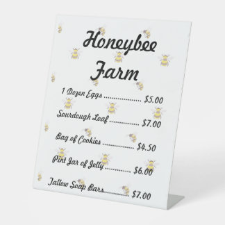 Vorlage für Farmstand-Produktschilder im Honeybee- Sockelschild