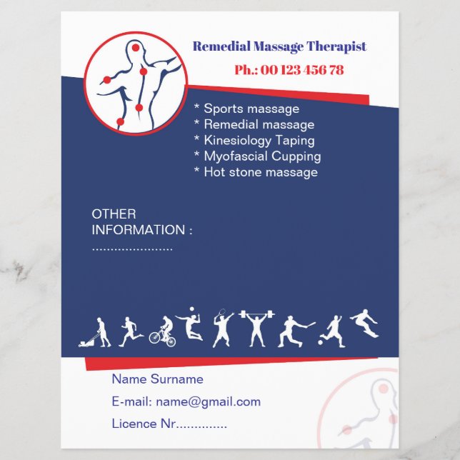 Vorlage für Flyer für remediale Massage (Vorne)