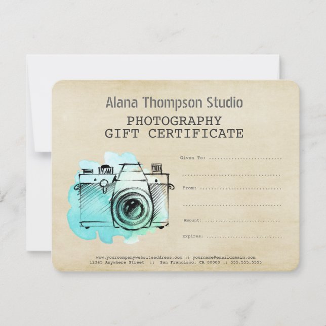 Vorlage für Fotografen-Geschenkgutachten (Vorderseite)