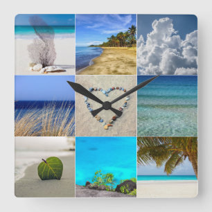 Vorlage für Fotos-Collage Quadratische Wanduhr
