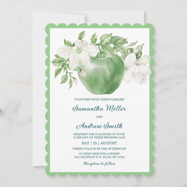 Vorlage für gedruckte grüne Apple-Hochzeit (Vorderseite)