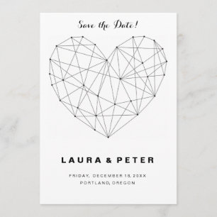 Vorlage für geometrische Herz-Save the Date-Karten