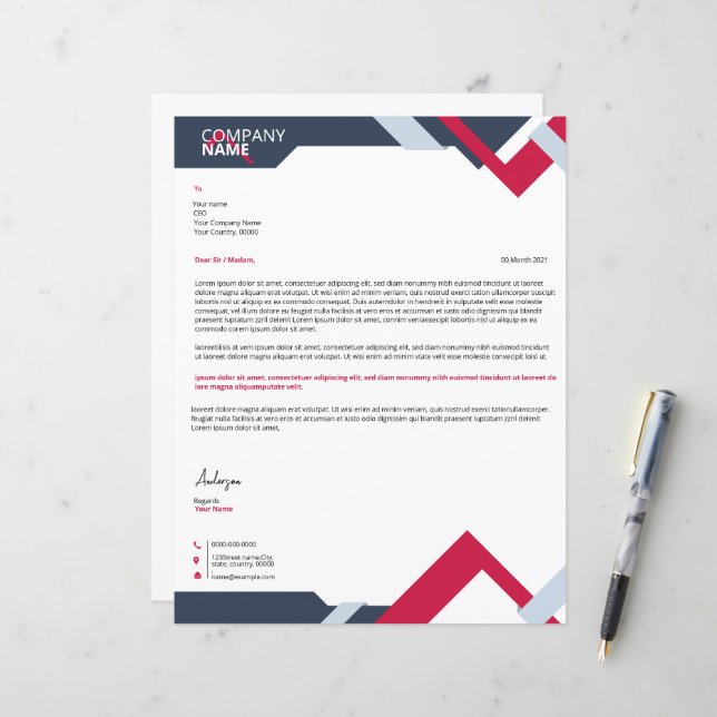 Vorlage für Geschäftsbriefe (Vorderseite/Rückseite Beispiel)