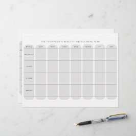 Vorlage für gesunde wöchentliche Mahlzeiten zweise Briefbogen