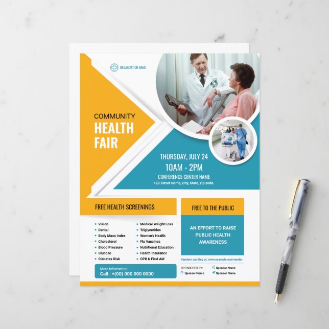 Vorlage für Gesundheitsmesse-Flyer | Wellness-Vera (Vorderseite/Rückseite Beispiel)