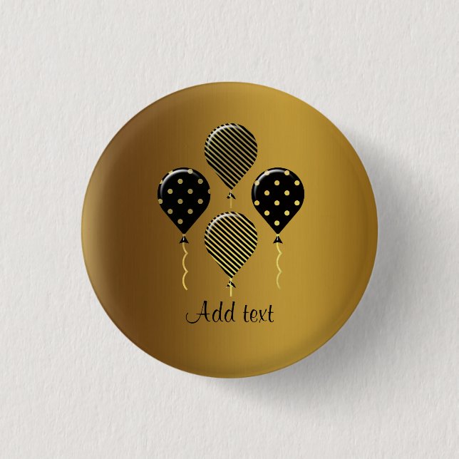 Vorlage für Gold und Black Festive Balloons Button (Vorderseite)