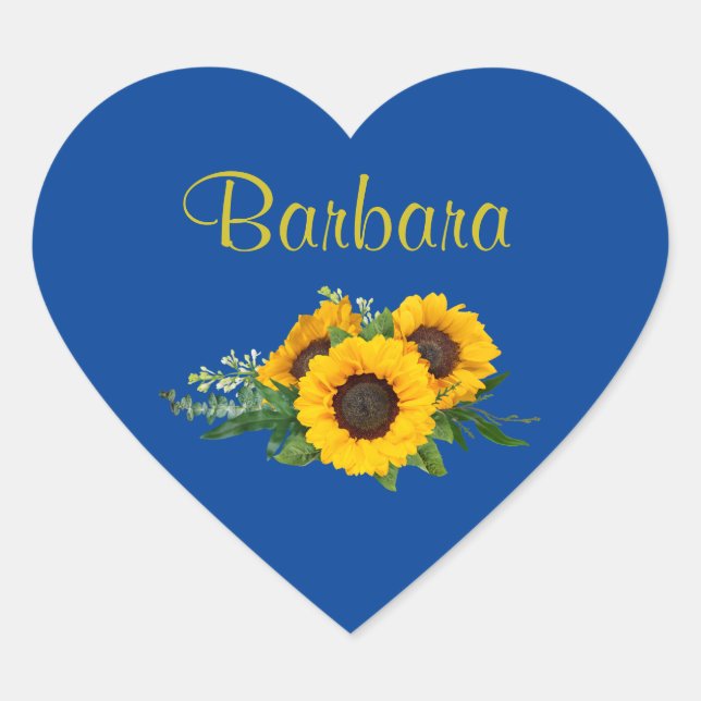 Vorlage für goldene Sonnenblumen, anpassen, Herz-Aufkleber (Vorderseite)