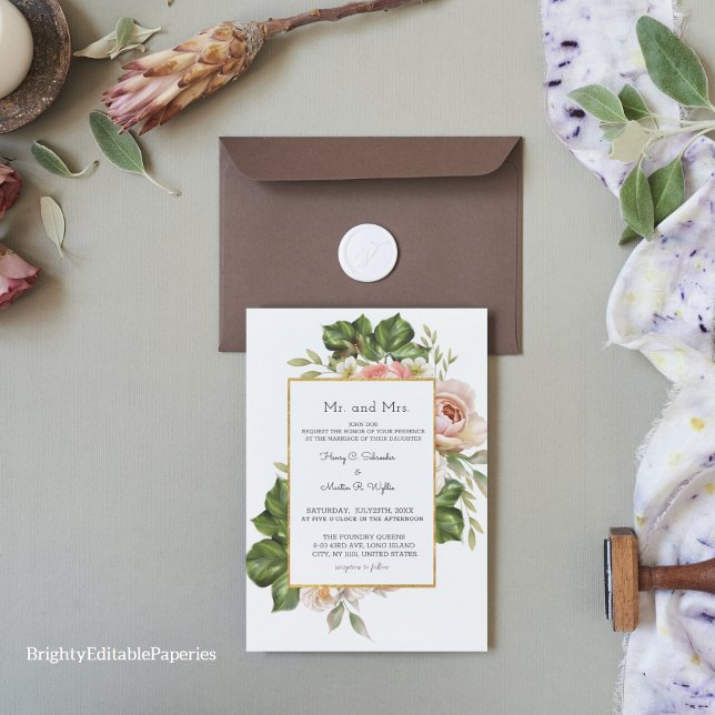 Vorlage für Grüne Hochzeit (Greenery Wedding Invitation Template : A perfect blend of nature and elegance)