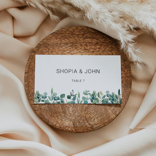 Vorlage für grüne Hochzeiten von Platzkarten (Greenery Wedding Place Cards Template)