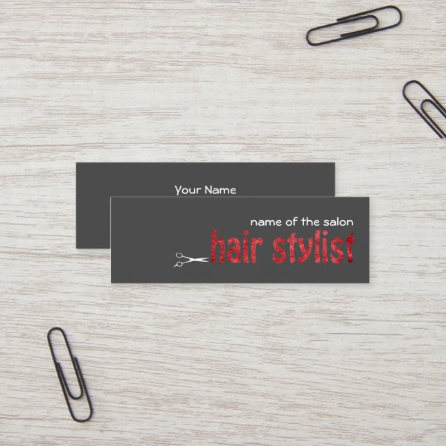 Vorlage für Hair Stylist/Salon Business Card Mini Visitenkarte (Vorderseite/Rückseite Beispiel)