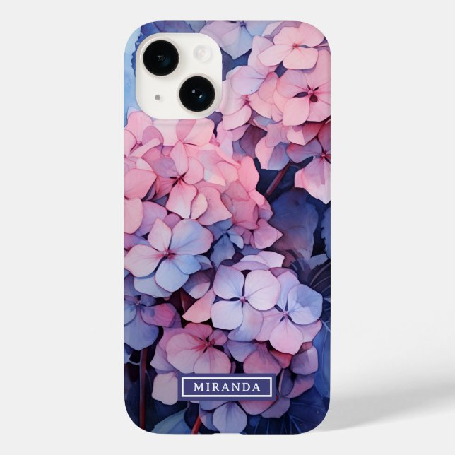 Vorlage für hübsche Lila Wasserfarben-Hydrangea Case-Mate iPhone Hülle (Rückseite)