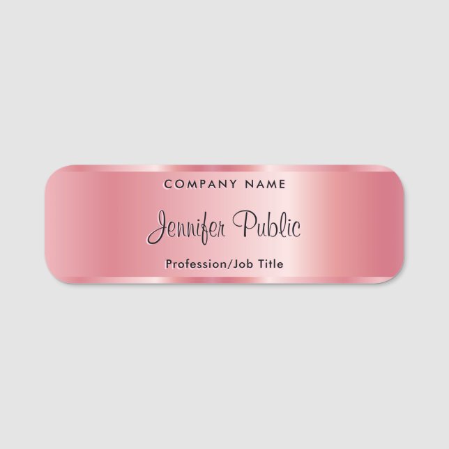 Vorlage für kalligraphische Skripte Elegante Rose  Namensschild (Vorderseite)