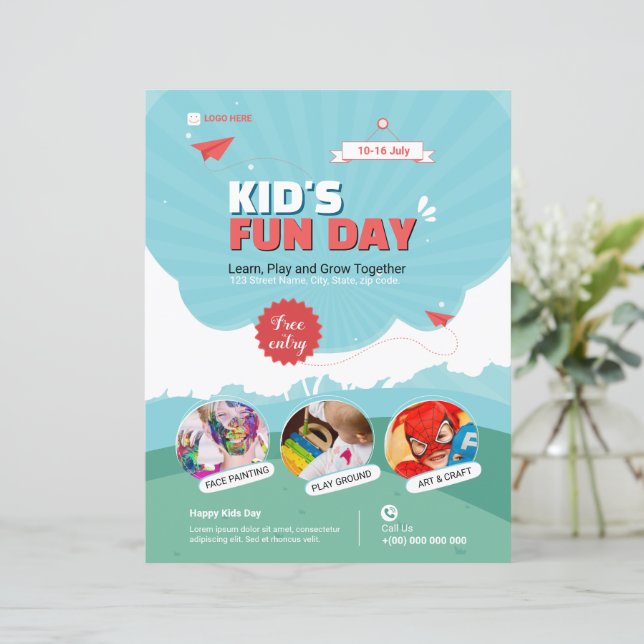 Vorlage für Kid's Funday Flyer (Stehend Vorderseite)