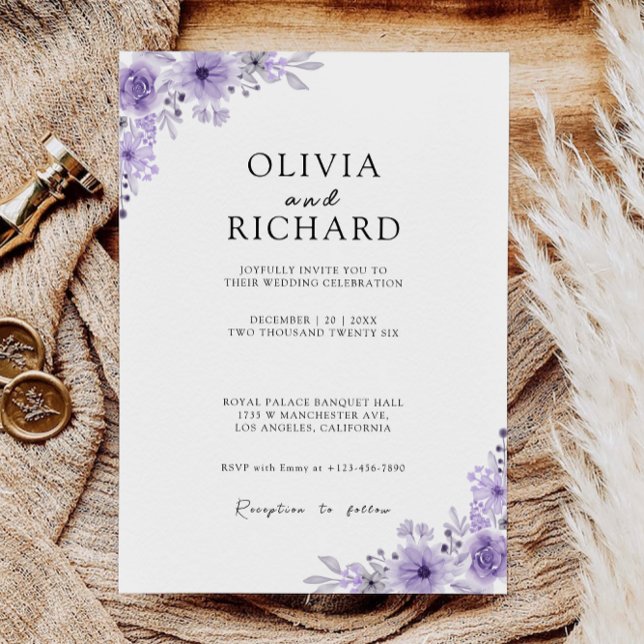 Vorlage für lila Hochzeiten (Purple Wedding Invites Template)