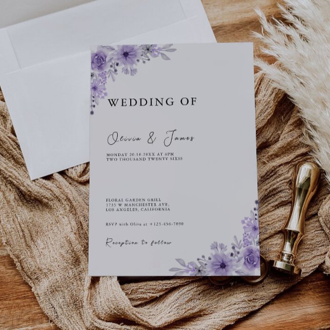 Vorlage für lila Hochzeiten (Purple Wedding Invites Template)
