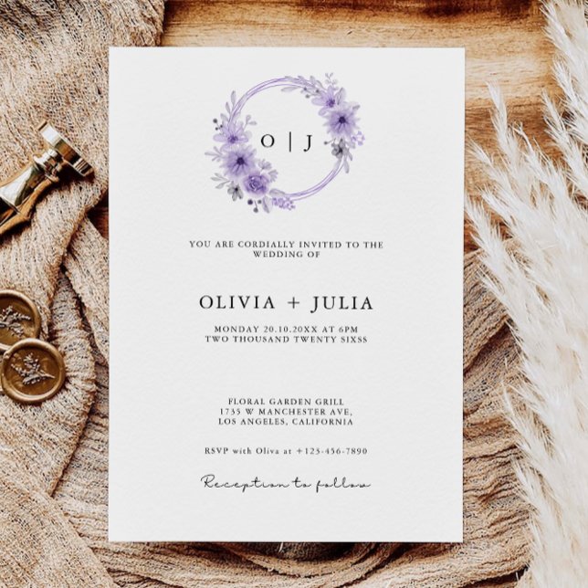Vorlage für lila Hochzeiten (Purple Wedding Invites Template)