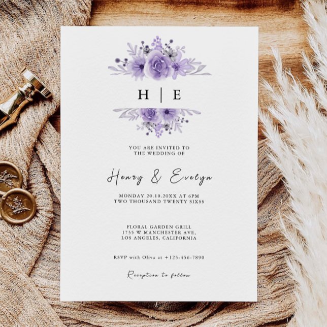 Vorlage für lila Hochzeiten (Purple Wedding Invites Template)