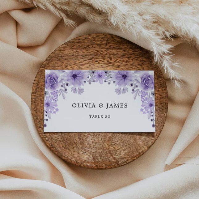 Vorlage für lila Hochzeitsstipps (Purple Wedding Place Cards Template)