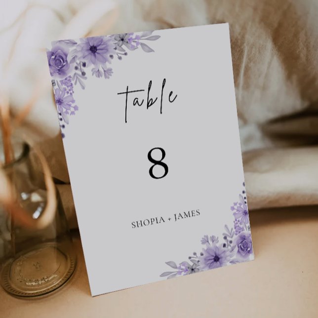Vorlage für lila Hochzeitstabellen (Purple Wedding Table Cards Template)