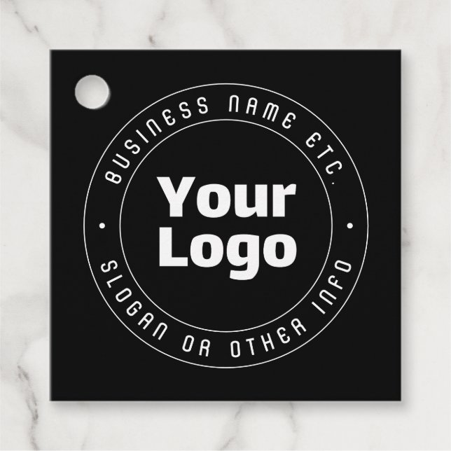 Vorlage für Logos und bearbeiteten Text | Schwarz  Geschenkanhänger (Vorderseite)