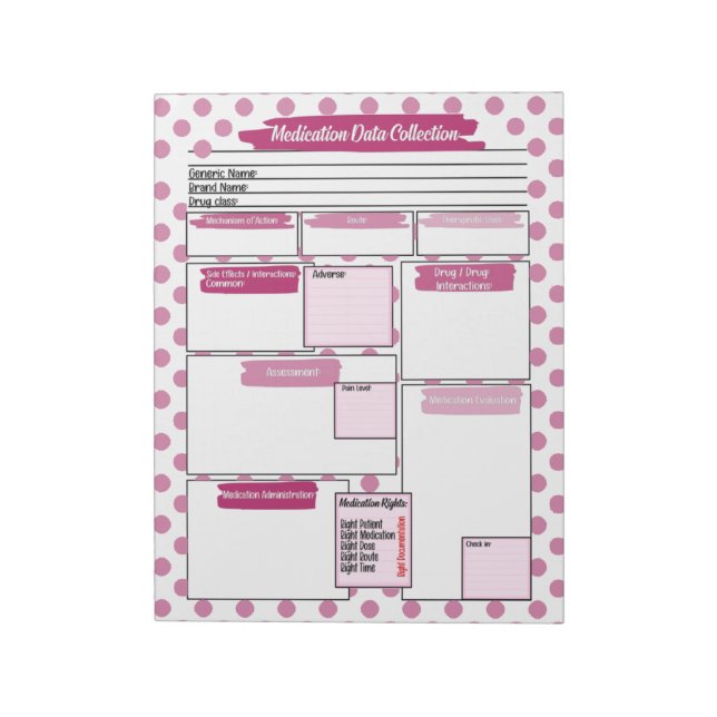 Vorlage für Magenta Medizin für Studierende Notizblock (Rotiert)