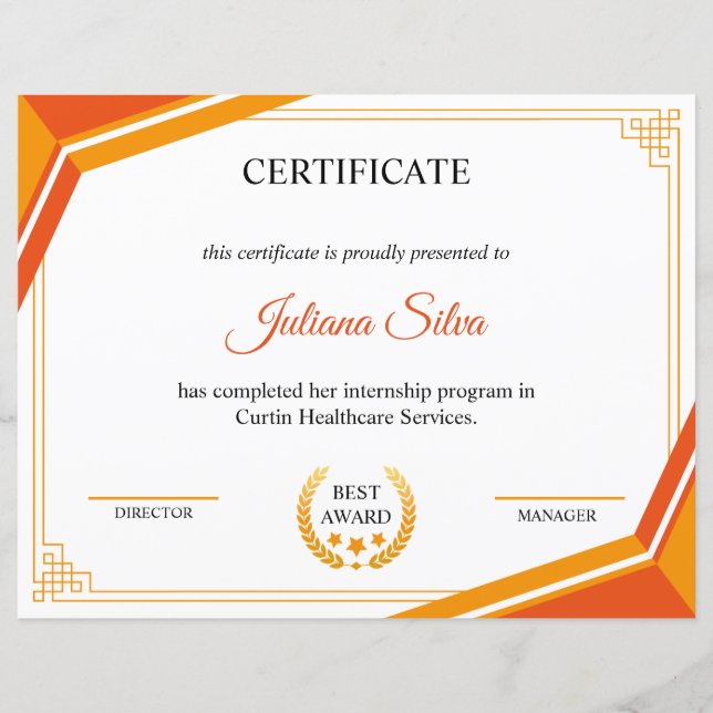 Vorlage für Mehrzweckzertifikate (Vorderseite)