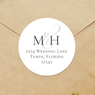 Vorlage für Minimalistische einfache Monogramm-Rüc Runder Aufkleber