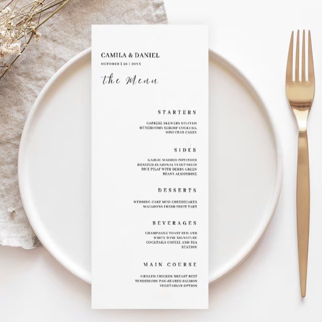 Vorlage für Minimalistische Hochzeitmenükarten (Minimalist Wedding Menu Cards Template)