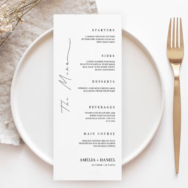 Vorlage für Minimalistische Hochzeitmenükarten (Minimalist Wedding Menu Cards Template)