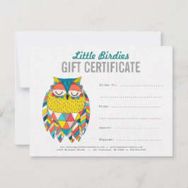 Vorlage für Owl Fashion Business Geschenkgutschein