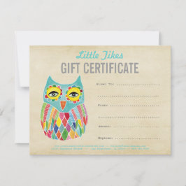 Vorlage für Owl Fashion Business Geschenkgutschein