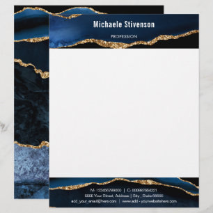 Vorlage für personalisierte blaue Goldbriefe Briefbogen