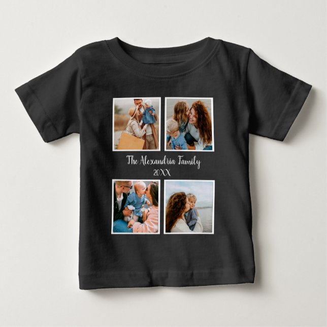 Vorlage für personalisierte Gruppe 4 Foto-Collage Baby T-shirt (Vorderseite)