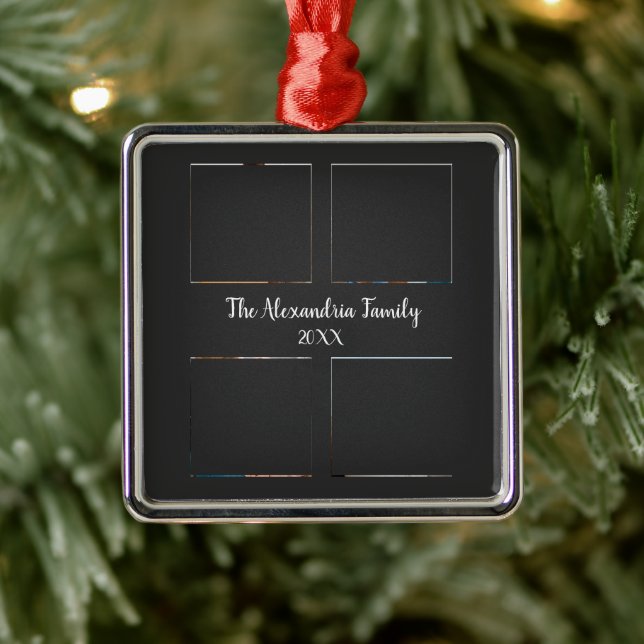Vorlage für personalisierte Gruppe 4 Foto-Collage Ornament Aus Metall (Baum)