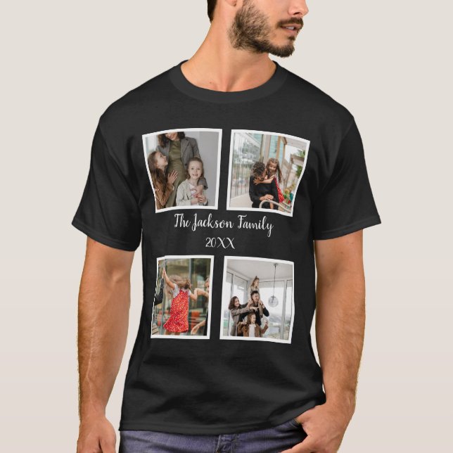 Vorlage für personalisierte Gruppe 4 Foto-Collage T-Shirt (Vorderseite)