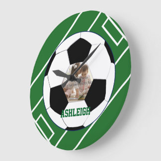 Vorlage für personalisierten Fußball und Feldfoto Große Wanduhr