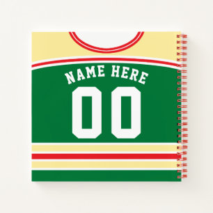 Vorlage für personalisiertes Ice Hockey Green Jers Notizbuch