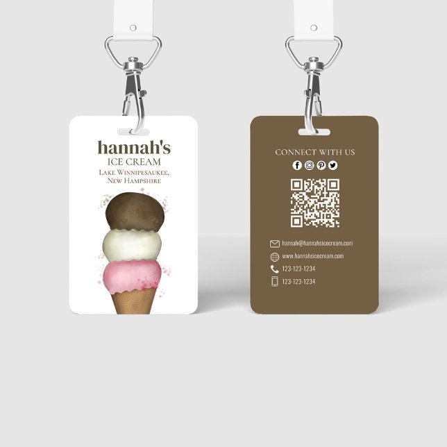Vorlage für QR-Code für Business Ice Creme Ausweis (Business Bade Ice Cream Cone)