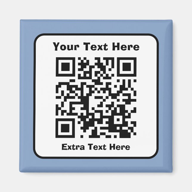 Vorlage für QR-Code mit bearbeitbarem Text Magnet (Vorne)