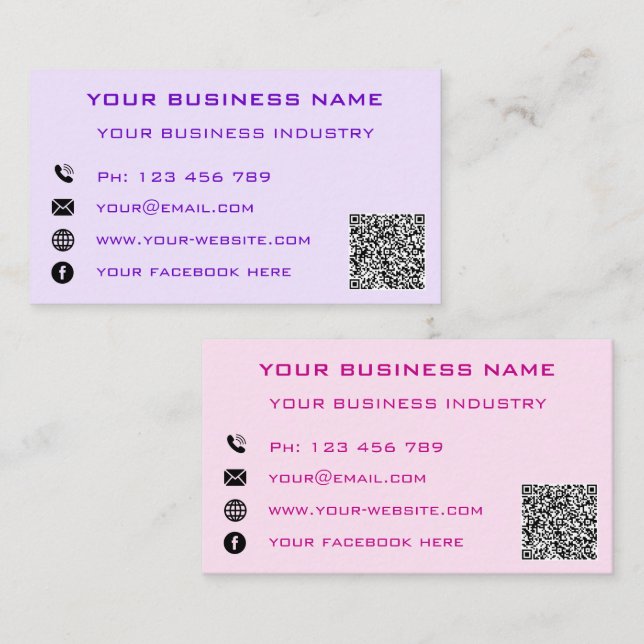 Vorlage für QR-Code-Visitenkarten personalisiert Telefonnummerkarte (Vorne/Hinten)
