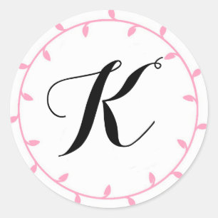 Vorlage für rosa Monogramm-Aufkleber Runder Aufkleber