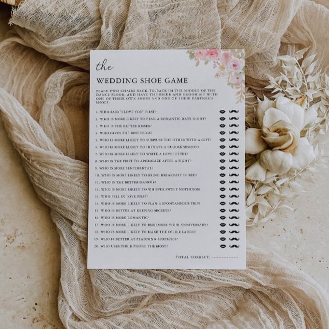 Vorlage für Rose-Shoe-Spiele, (Rose Wedding Shoe Game Template, Invitation)