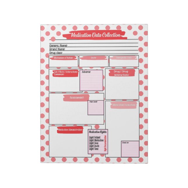 Vorlage für Rote Krankenpflege Notizblock (Rotiert)