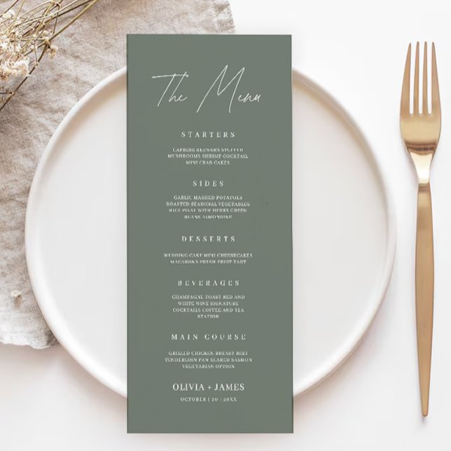 Vorlage für Sage Boho Wedding Menu Cards (Sage Boho Wedding Menu Cards Template)