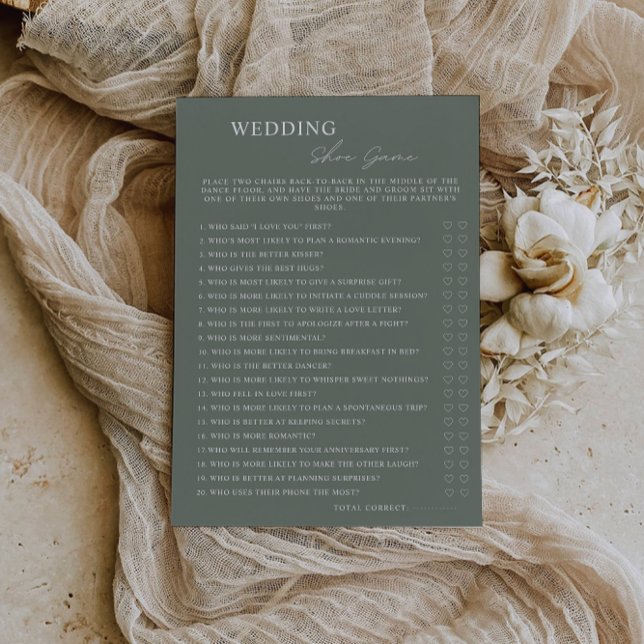 Vorlage für Sage Green Wedding Shoe, (Sage Green Wedding Shoe Game Template, Invitation)