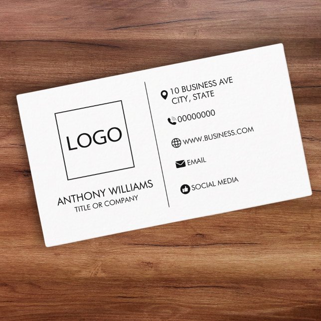 Vorlage für schlichtes, generisches Design Visitenkarte (classic modern white business card with logo template. Create your own business card.)