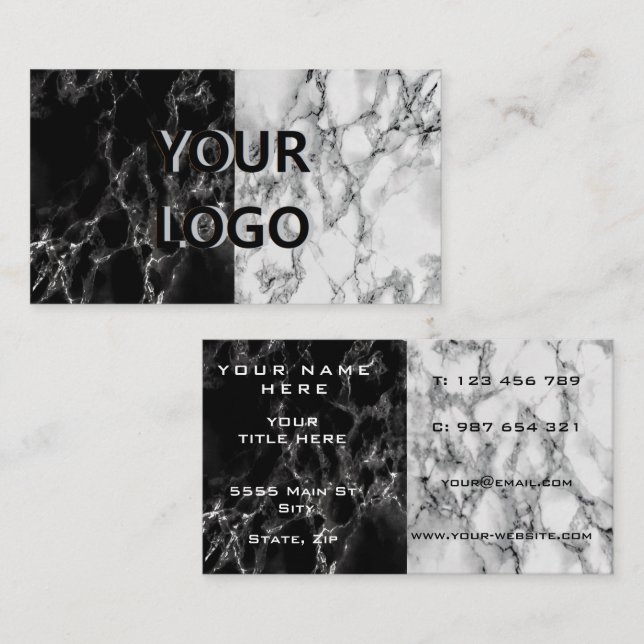 Vorlage für Schwarz-weiße Visitenkarte (Vorne/Hinten)