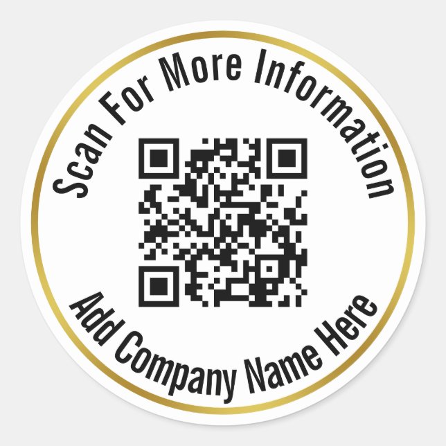 Vorlage für Schwarz-weißen Gold QR-Code Runder Aufkleber (Vorderseite)
