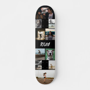 Vorlage für schwarze Fotocollage hinzufügen Skateboard