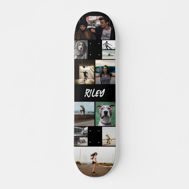 Vorlage für schwarze Fotocollage hinzufügen Skateboard (Vorne)